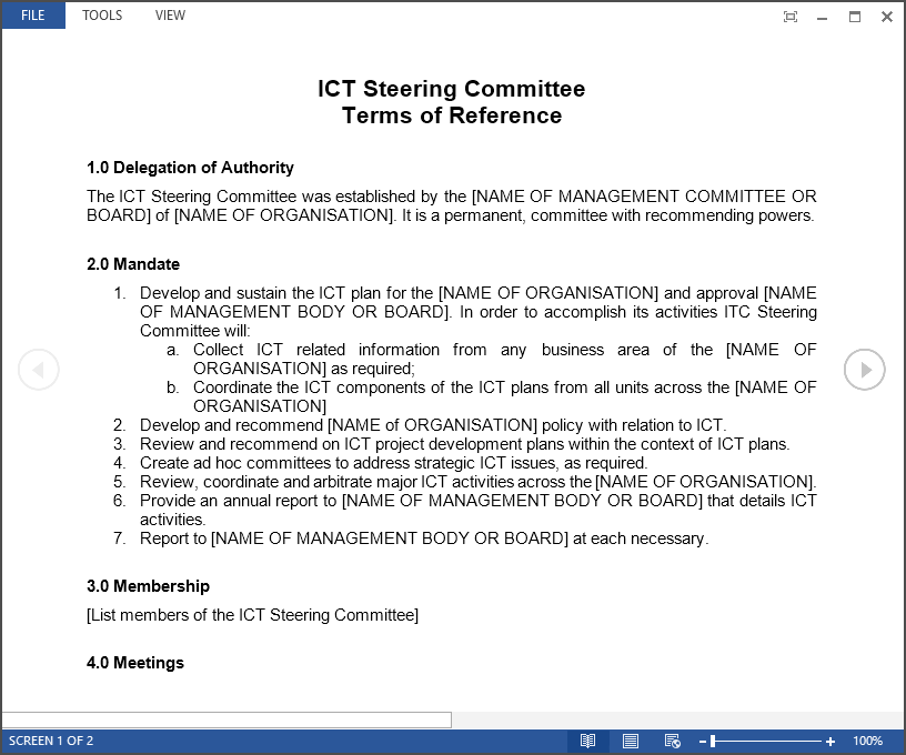 IT Steering Committee template available to download
